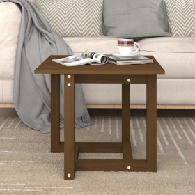Mesa de centro madera maciza de pino marrón miel 50x50x45 cm