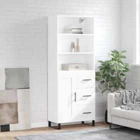 Aparador alto madera contrachapada blanco 69,5x34x180 cm