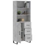 Aparador alto madera contrachapada gris hormigón 69,5x34x180 cm