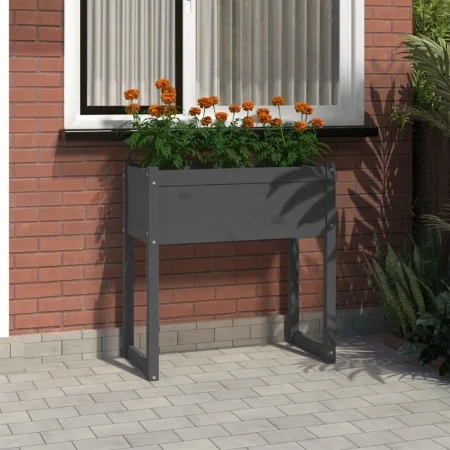 Pflanzgefäß aus massivem Kiefernholz grau 78x40x81 cm von vidaXL, Töpfe und Pflanzgefäße - Ref: Foro24-822134, Preis: 64,87 €...