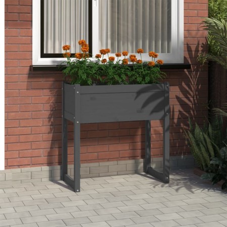 Pflanzgefäß aus massivem Kiefernholz grau 78x40x81 cm von vidaXL, Töpfe und Pflanzgefäße - Ref: Foro24-822134, Preis: 65,75 €...