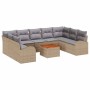 Conjunto de sofá de jardín con cojín 10 pcs Beige Poliratán
