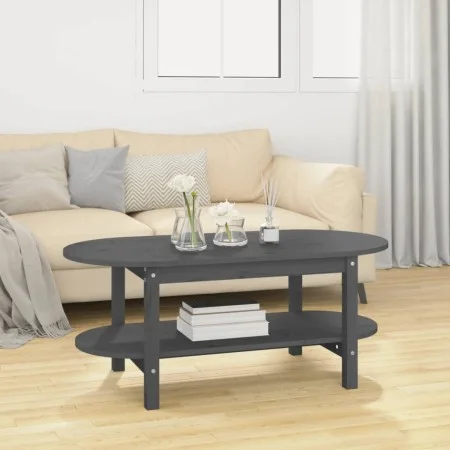 Mesa de centro de madera maciza de pino gris 110x55x45 cm de vidaXL, Mesas de centro - Ref: Foro24-822289, Precio: 96,01 €, D...