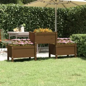 Honey brown solid pine wood planter 178.5x44x75 cm by vidaXL, Pots and planters - Ref: Foro24-822250, Price: 114,79 €, Discou...