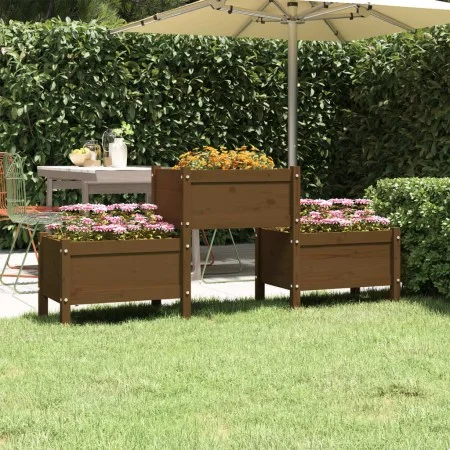 Honey brown solid pine wood planter 178.5x44x75 cm by vidaXL, Pots and planters - Ref: Foro24-822250, Price: 114,73 €, Discou...