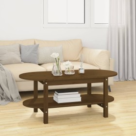 Mesa de centro madera maciza de pino marrón miel 110x55x45 cm