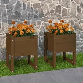Planter 2 pcs solid honey brown pine wood 40x40x52.5 cm by vidaXL, Pots and planters - Ref: Foro24-822114, Price: 69,53 €, Di...