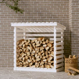 Leñero de madera maciza de pino blanco 108x73x108 cm