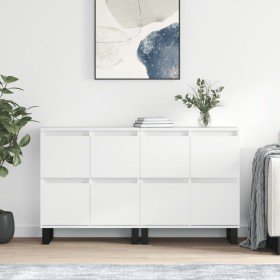Aparadores 2 uds madera contrachapada blanco brillo