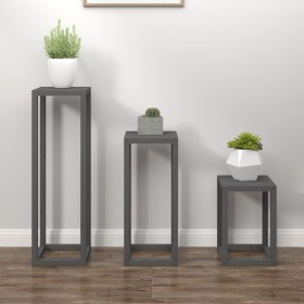 3-teiliges Bar-Set aus massivem grauem Kiefernholz von vidaXL, Topfständer - Ref: Foro24-822269, Preis: 103,43 €, Rabatt: %