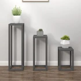 3-teiliges Bar-Set aus massivem grauem Kiefernholz von vidaXL, Topfständer - Ref: Foro24-822269, Preis: 100,44 €, Rabatt: %