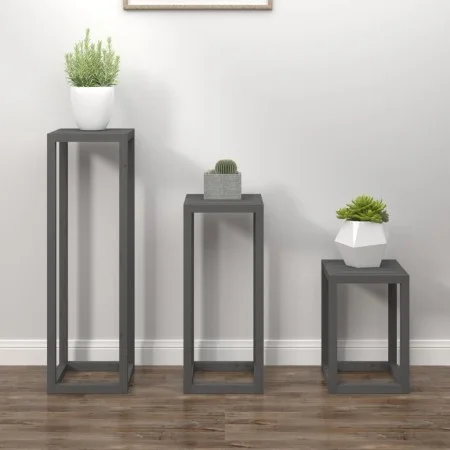 3-teiliges Bar-Set aus massivem grauem Kiefernholz von vidaXL, Topfständer - Ref: Foro24-822269, Preis: 100,44 €, Rabatt: %