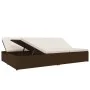 Tumbona convertible con cojines de ratán sintético marrón de vidaXL, Camas para exteriores - Ref: Foro24-317239, Precio: 351,...