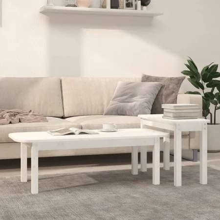 Set of 2 solid white pine wood coffee tables by vidaXL, Coffee table - Ref: Foro24-822363, Price: 77,28 €, Discount: %