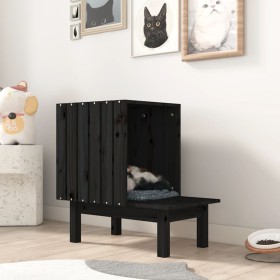 Casa para gatos de madera maciza de pino negro 60x36x60 cm