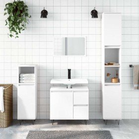 Juego de muebles de baño 3 pzas madera contrachapada blanco
