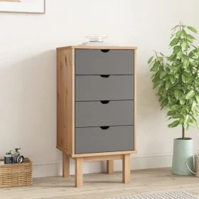 OTTA chest of drawers solid pine wood brown and gray 45x39x90 cm by vidaXL, Drawers - Ref: Foro24-348580, Price: 96,09 €, Dis...