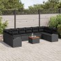 Conjunto de sofá de jardín con cojín 11 pcs Negro Poliratán