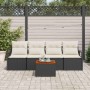 Conjunto de sofá de jardín con cojín 5 pcs Negro Poliratán