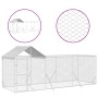 Perrera de exterior con techo acero galvanizado plata 6x2x2,5 m