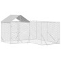 Perrera de exterior con techo acero galvanizado plata 4x4x2,5 m