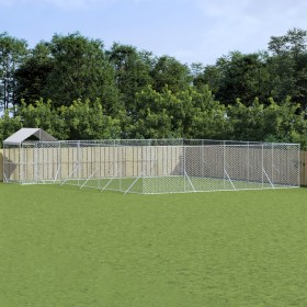 Perrera de exterior con techo acero galvanizado plata 10x8x2,5m