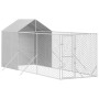 Perrera de exterior con toldo acero galvanizado plata 2x6x2,5 m