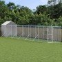 Perrera de exterior con toldo acero galvanizado plata 2x14x2,5m