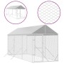 Perrera de exterior con toldo acero galvanizado plata 2x6x2,5 m