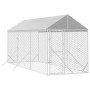 Perrera de exterior con toldo acero galvanizado plata 2x6x2,5 m