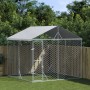 Perrera de exterior con techo acero galvanizado plata 3x3x2,5 m