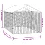 Perrera de exterior con techo acero galvanizado plata 3x3x2,5 m
