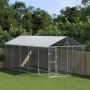 Perrera exterior con techo acero galvanizado plata 3x7,5x2,5 m
