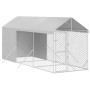 Perrera de exterior con toldo acero galvanizado plata 2x6x2,5 m