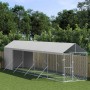 Perrera de exterior con toldo acero galvanizado plata 2x10x2,5m