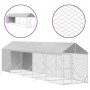 Perrera de exterior con toldo acero galvanizado plata 2x10x2,5m