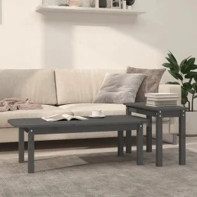 2-teiliges Couchtisch-Set aus massivem grauem Kiefernholz von vidaXL, Couchtisch - Ref: Foro24-822364, Preis: 61,52 €, Rabatt: %