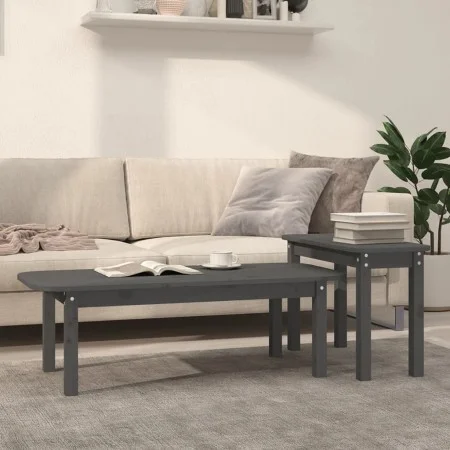 2-piece coffee table set in solid gray pine wood by vidaXL, Coffee table - Ref: Foro24-822364, Price: 61,52 €, Discount: %