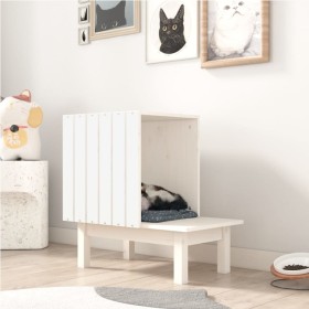 Casa para gatos de madera maciza de pino blanco 60x36x60 cm