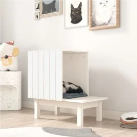 Katzenhaus aus massivem weißem Kiefernholz, 60 x 36 x 60 cm von vidaXL, Katzenmöbel - Ref: Foro24-822453, Preis: 52,34 €, Rab...