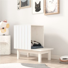 Katzenhaus aus massivem weißem Kiefernholz, 60 x 36 x 60 cm von vidaXL, Katzenmöbel - Ref: Foro24-822453, Preis: 53,03 €, Rab...