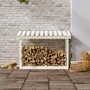 Kaminholzregal aus massivem weißem Kiefernholz, 108 x 64,5 x 78 cm von vidaXL, Zubehör für Taschen und Brennholzhalter - Ref:...