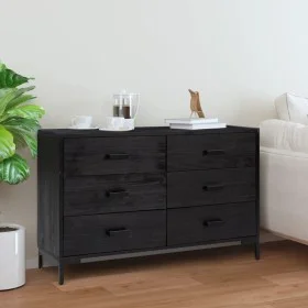 Sideboard aus massivem schwarzem Kiefernholz, 110 x 35 x 70 cm von vidaXL, Sideboards - Ref: Foro24-349922, Preis: 269,33 €, ...