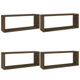 Cubic wall shelves 4 pcs brown oak wood 60x15x23 cm by vidaXL, Shelves and shelves - Ref: Foro24-815931, Price: 42,47 €, Disc...