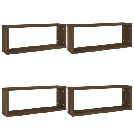 Cubic wall shelves 4 pcs brown oak wood 60x15x23 cm by vidaXL, Shelves and shelves - Ref: Foro24-815931, Price: 43,11 €, Disc...