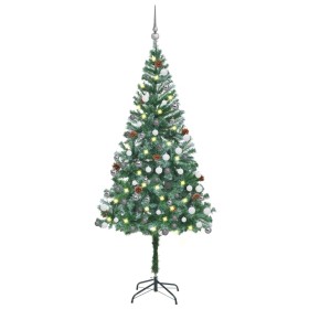 Árbol de Navidad helado con luces, bolas y piñas 180 cm