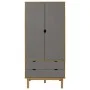 OTTA Kleiderschrank aus massivem Kiefernholz in Braun und Grau, 76,5 x 53 x 172 cm von vidaXL, Kleiderschränke - Ref: Foro24-...