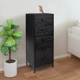 Massive Kiefer Kommode schwarz 42x35x110 cm von vidaXL, Schubladen - Ref: Foro24-349928, Preis: 186,58 €, Rabatt: %
