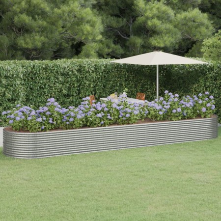 Jardinera arriate acero recubrimiento polvo plata 584x140x68 cm