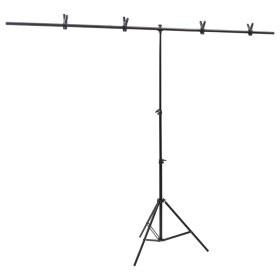Schwarzer T-förmiger Hintergrundträger 201x60x(70-200) cm von vidaXL, Studiomontagen - Ref: Foro24-190253, Preis: 32,44 €, Ra...
